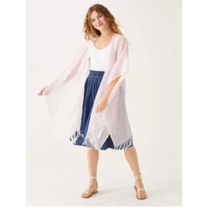 Mer Sea Linen Poncho Wrap One Size Pink Lightweight Summer Layering